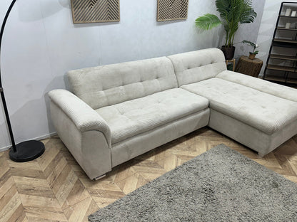 !Showroommodel! Witte/Crème  Ribstof Hoekzetel ~ Slaapfunctie