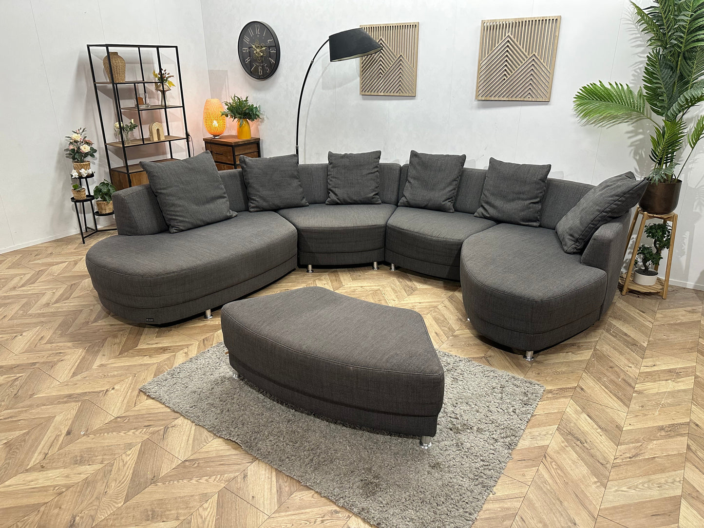 Lamonta Antraciet Design U Zetel Inc Hocker ~ Losse Rugkussens Met Afneembare Hoezen