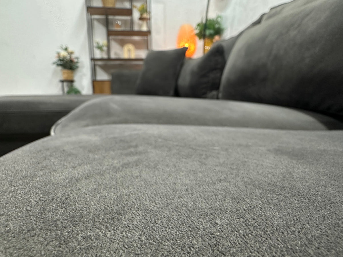 Antraciet Velvet U Zetel ~ Losse Kussens Met Afneembare Hoezen