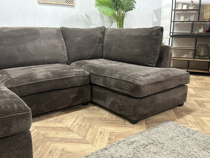 Taupe Ribstof U Zetel Inc Hocker ~ Losse Kussens Met Afneembare Hoezen