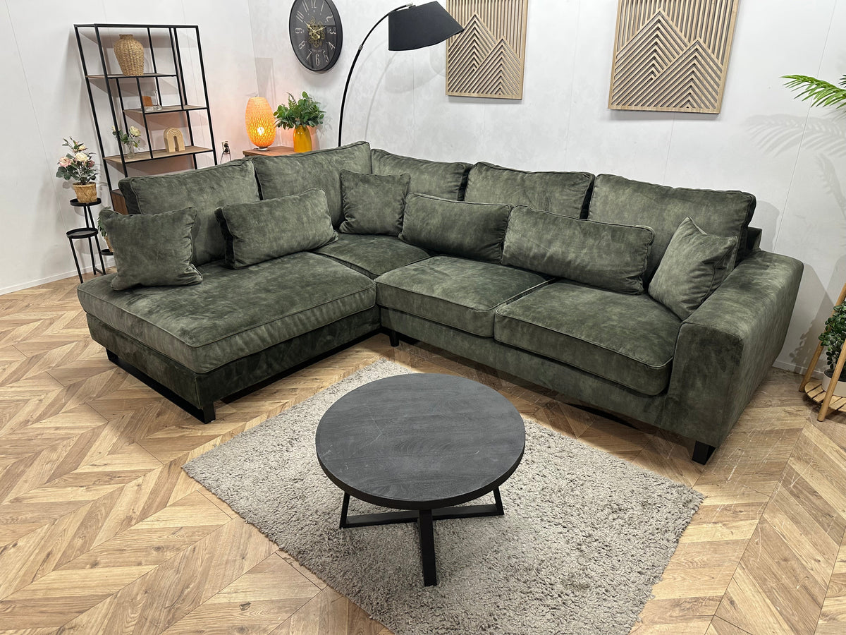 Donker Groene Velvet Hoekzetel ~ Losse Kussens Met Afneembare Hoezen