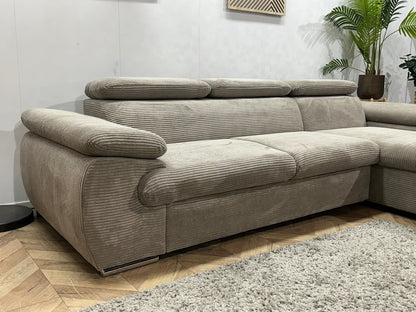 !Showroommodel! Licht Bruine Ribstof Hoekzetel ~ Verstelbare Hoofdsteunen