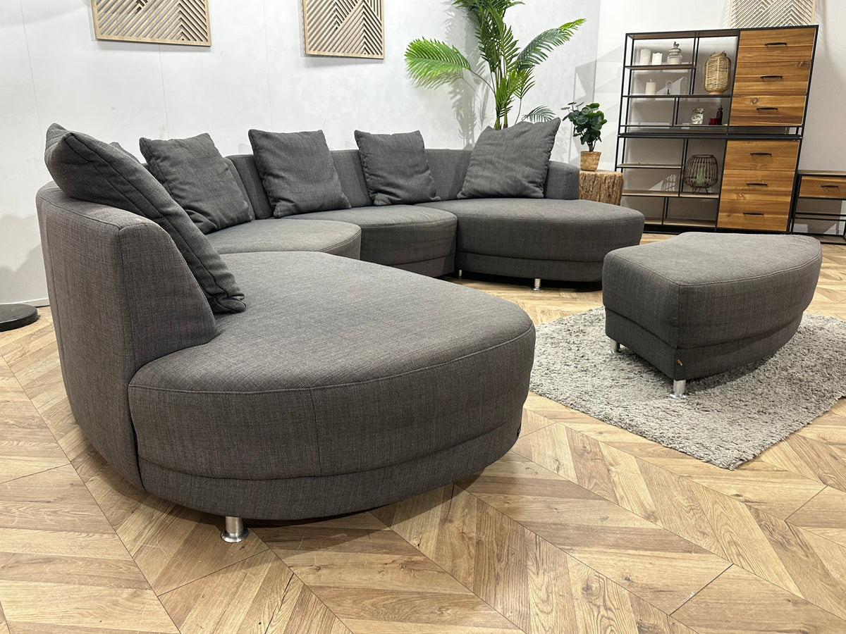 Lamonta Antraciet Design U Zetel Inc Hocker ~ Losse Rugkussens Met Afneembare Hoezen