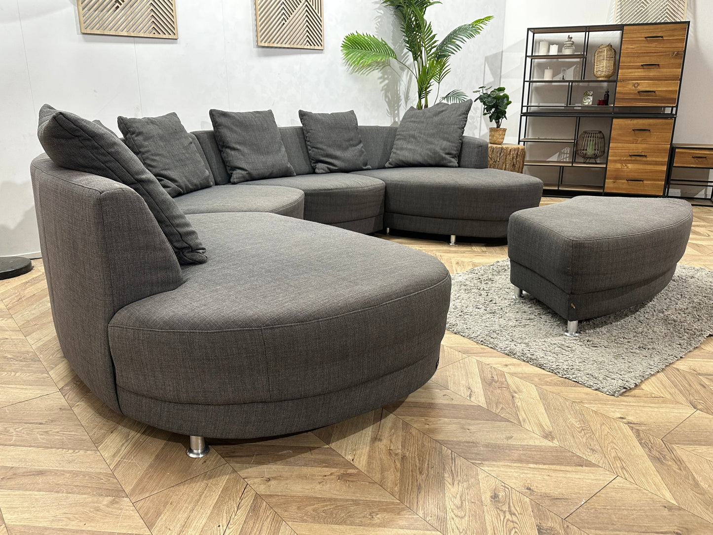 Lamonta Antraciet Design U Zetel Inc Hocker ~ Losse Rugkussens Met Afneembare Hoezen