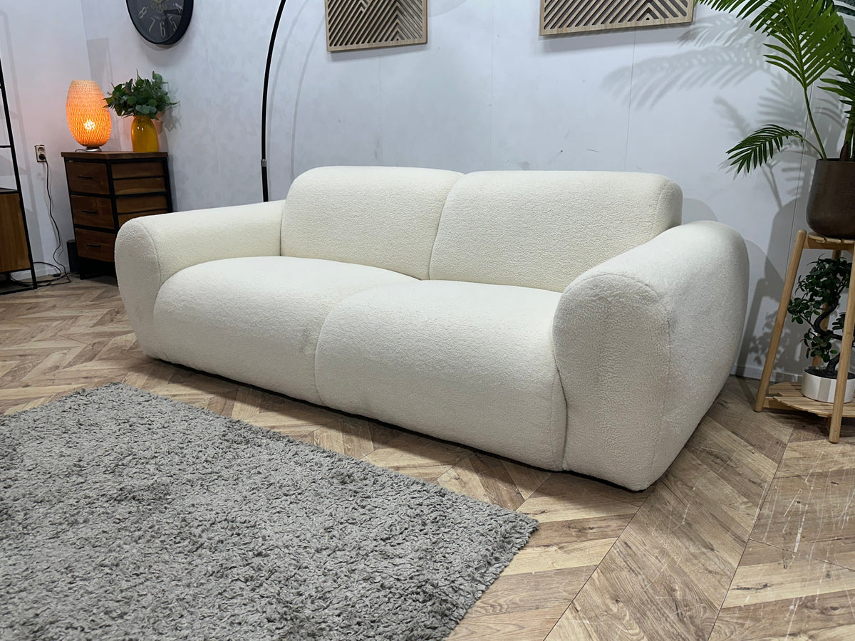!Showroommodel! Witte/Crème Bouclé Stoffen 2.5-Zits Zetel