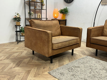 Be Pure Cognac Bruine Suede Stoffen Zetels Set ~ Losse Kussens Met Afneembare Hoezen
