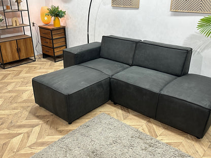 !Showroommodel! Antraciet Suède Stoffen Design Zetel