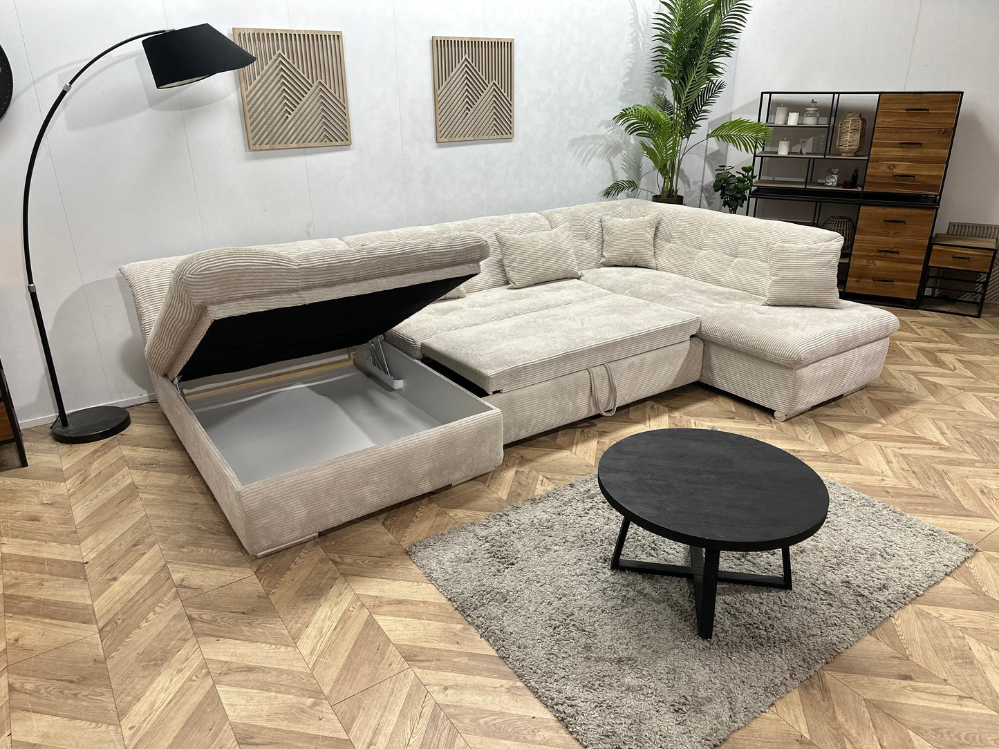 !Showroommodel! Witte/Crème Ribstof U Zetel