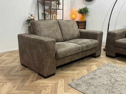 Bruine Suède Lederen Zetels Set ~ Vaste Kussens