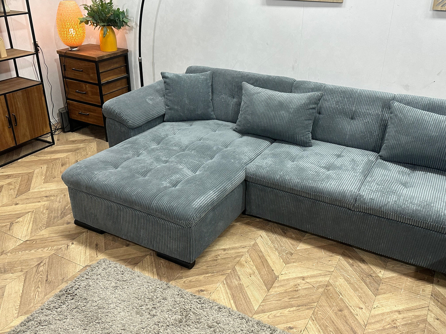 !Showroommodel! Grijze Ribstof U Zetel