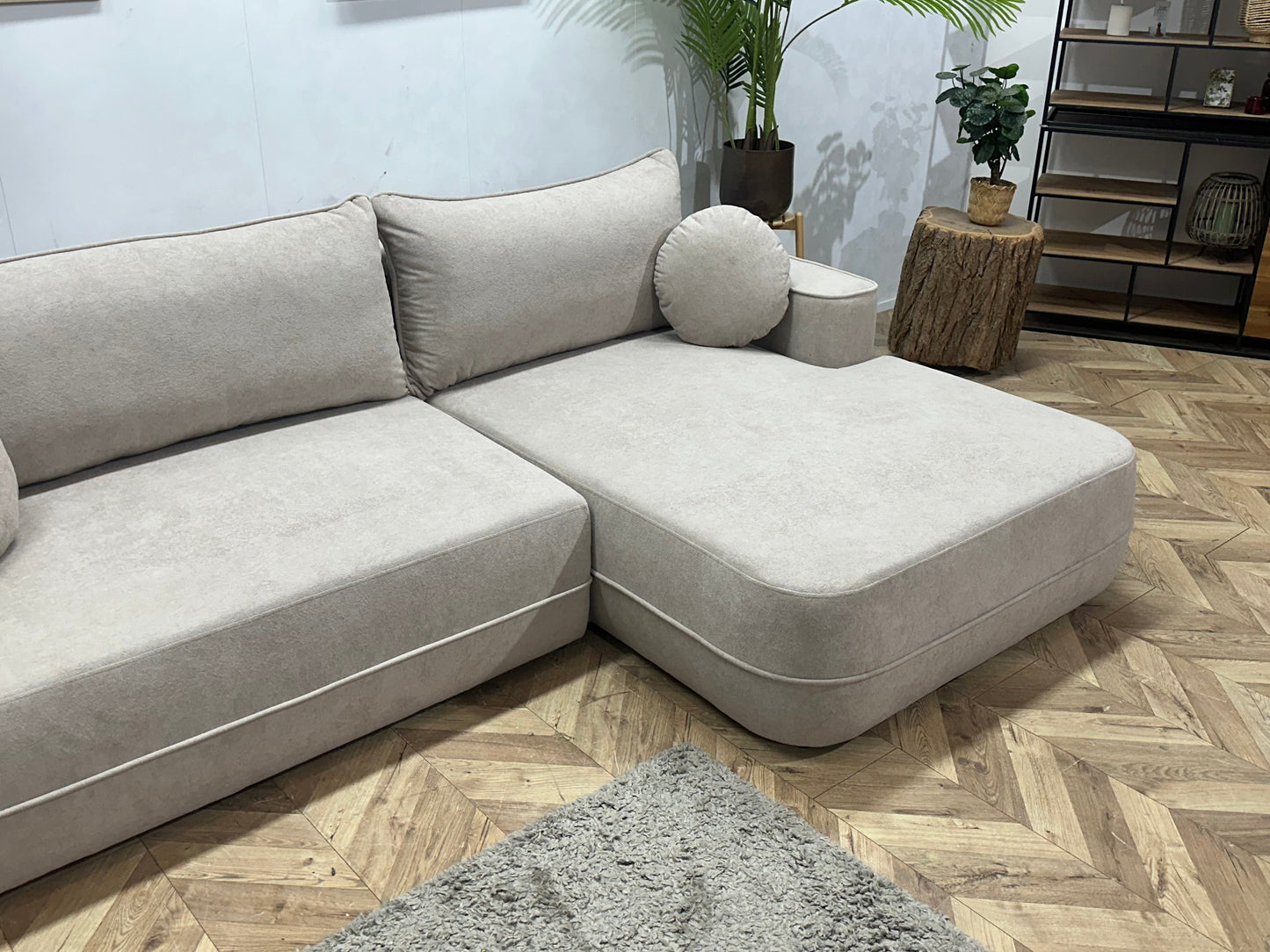 !Showroommodel! Licht Grijze Velvet Hoekzetel