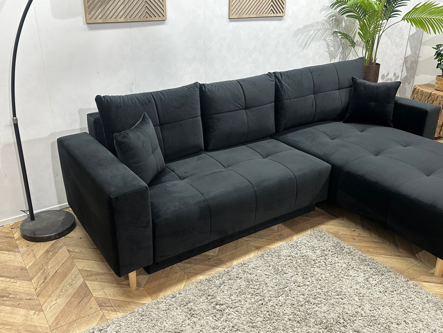 !Showroommodel! Zwarte Velvet Hoekzetel