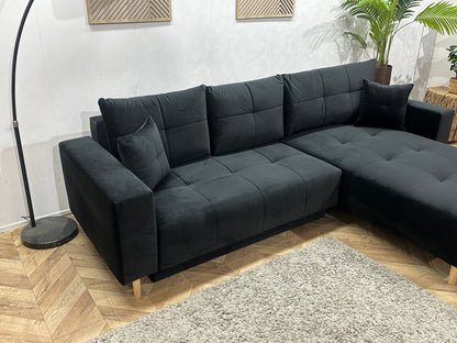 !Showroommodel! Zwarte Velvet Hoekzetel