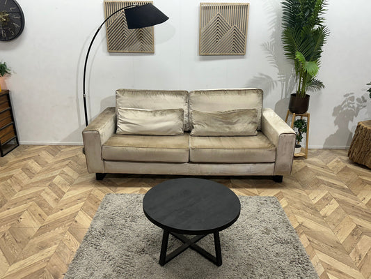 Licht Grijze / Beige Velvet 2.5-Zits Zetel ~ Losse Kussens Met Afneembare Hoezen