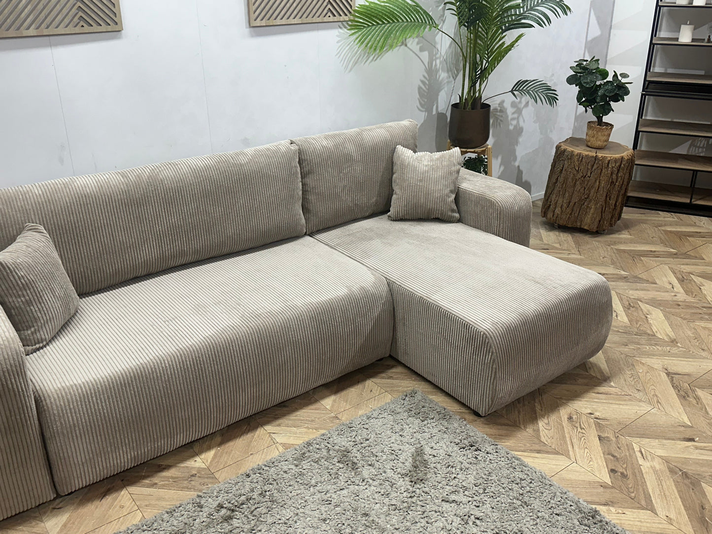 !Showroommodel! Licht Bruine Ribstof Hoekzetel
