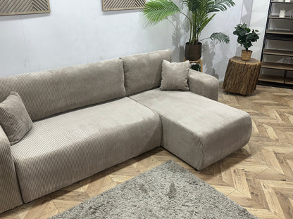 !Showroommodel! Licht Bruine Ribstof Hoekzetel