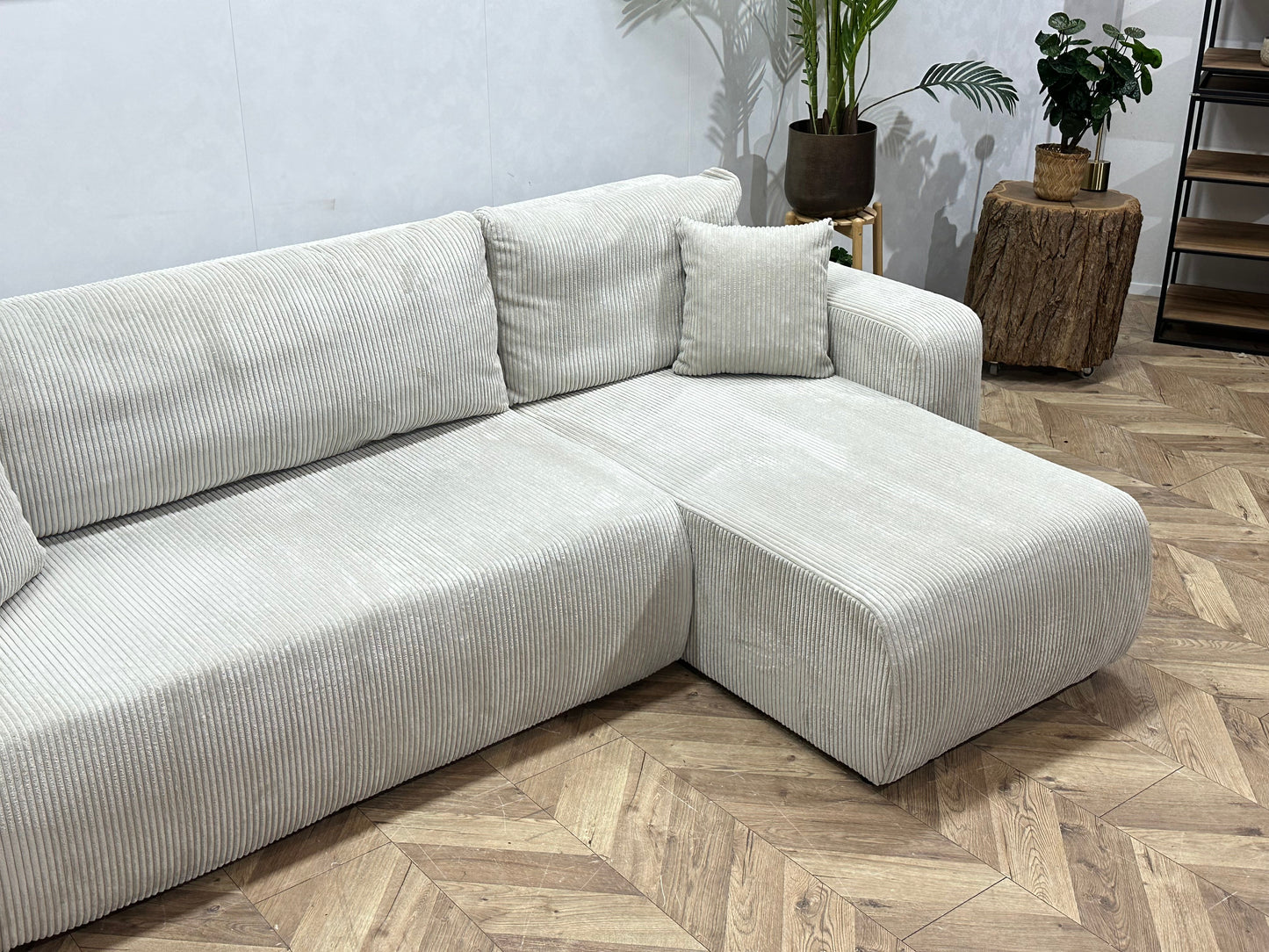 !Showroommodel! Witte Ribstof Hoekzetel