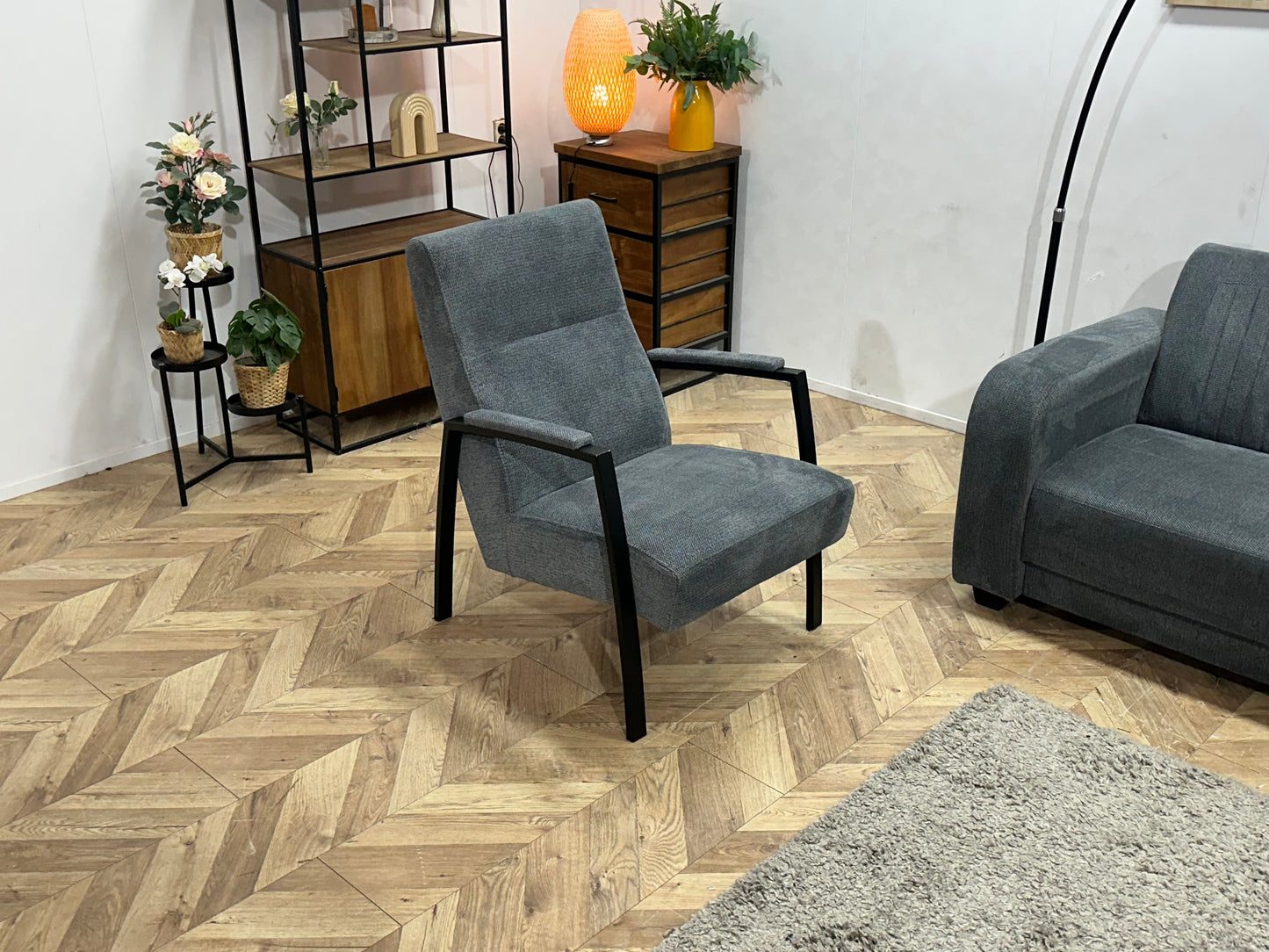 Grijze Suède Stoffen Zetels Set ~ Vaste Kussens