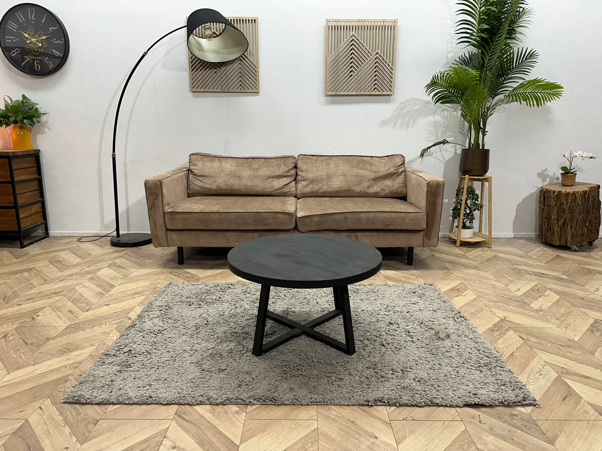 Taupe Velvet 2.5-Zits Zetel ~ Losse Kussens