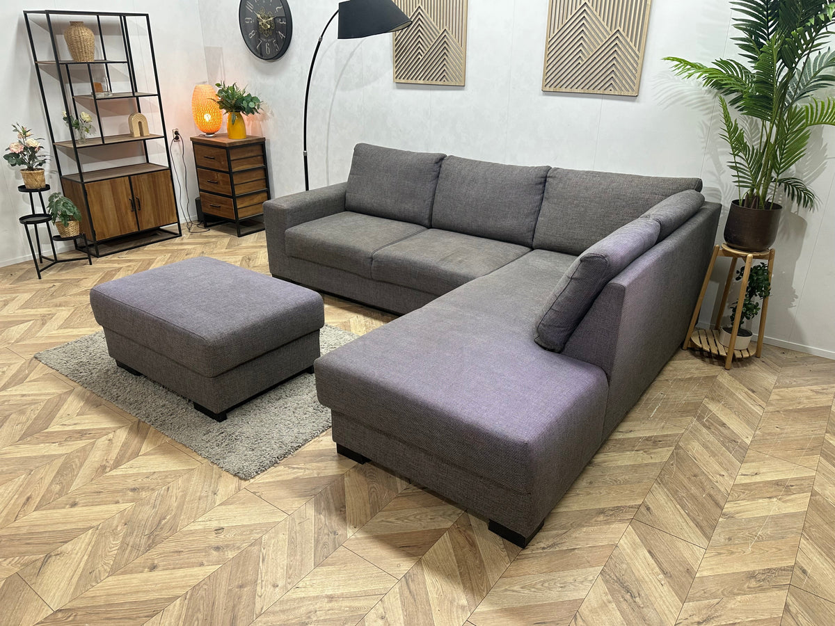 Grijze Hoekzetel Inc Hocker ~ Losse Rugkussens Met Afneembare Hoezen