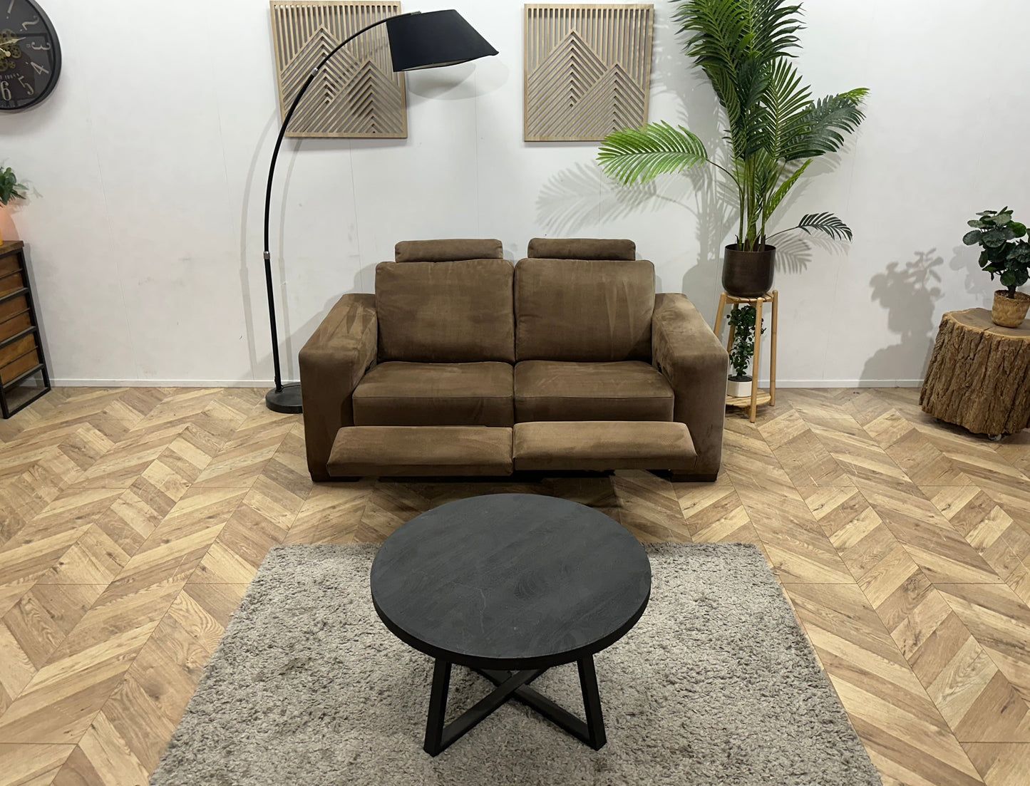 Bruine Velvet 2.5-Zits Zetel ~ Relaxfunctie