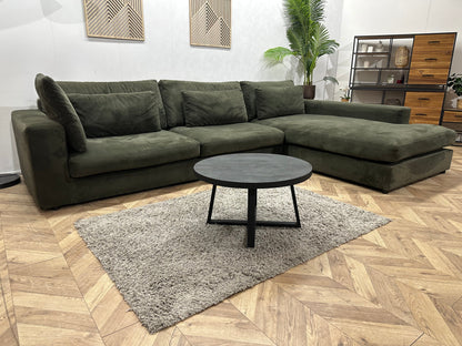 Donker Groene Velvet Ruime Hoekzetel ~ Losse Kussens Met Afneembare Hoezen