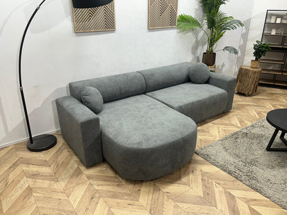 !Showroommodel! Grijze Velvet Hoekzetel ~ Slaapfunctie