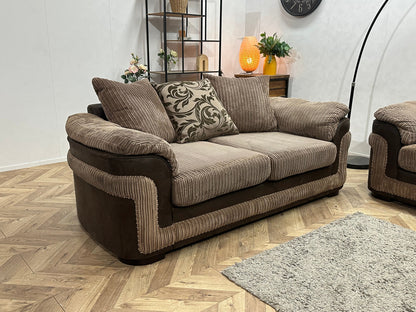 Bruine Ribstof/Suede Stoffen Hoekzetel ~ Losse Kussens Met Afneembare Hoezen