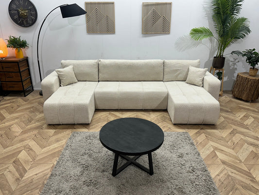 !Showroommodel! Witte Bouclé Stoffen U Zetel