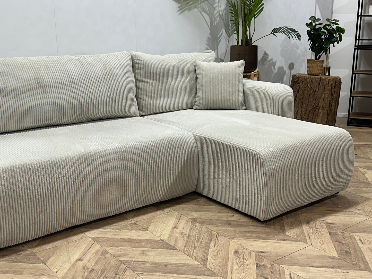 !Showroommodel! Witte Ribstof Hoekzetel