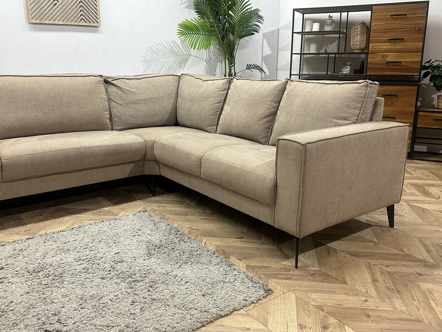 Beige Suède Stoffen Hoekzetel ~ Vaste Kussens