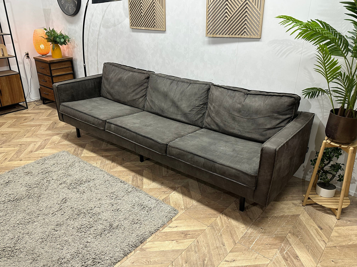 Be Pure Antraciet Suède Stoffen 3-Zits Zetel Inc Hocker ~ Losse Kussens Met Afneembare Hoezen