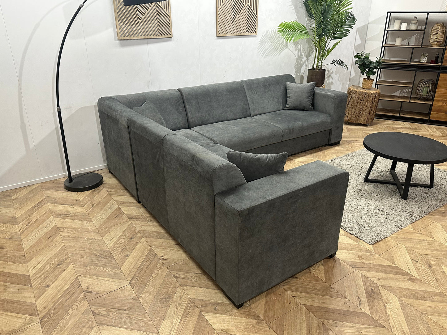 !Showroommodel! Grijze Velvet Hoekzetel