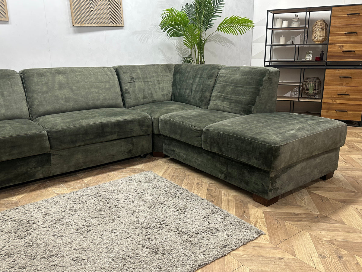 Groene Velvet Hoekzetel ~ Vaste Kussens