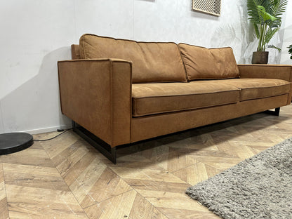 Cognac Bruine Suède Stoffen 2.5-Zits Inc Hocker ~ Losse Kussens Met Afneembare Hoezen