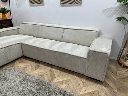 !Showroommodel! Crème Ribstof Hoekzetel ~ Vaste Kussens