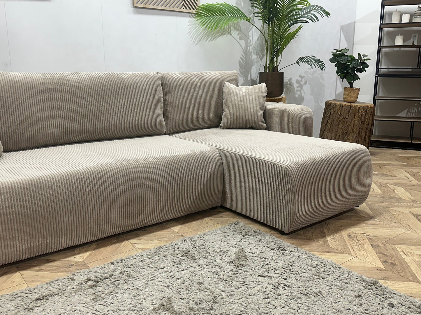 !Showroommodel! Licht Bruine Ribstof Hoekzetel