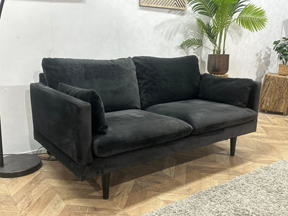 Zwarte Velvet 2-Zits Zetel ~ Losse Kussens Met Afneembare Hoezen