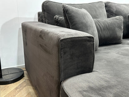 Antraciet Velvet U Zetel ~ Losse Kussens Met Afneembare Hoezen