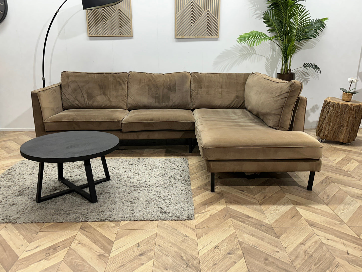 Lifestyle Home Collection Bruine Velvet Hoekzetel ~ Losse Kussens Met Afneembare Hoezen