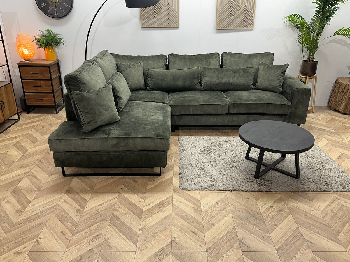 Donker Groene Velvet Hoekzetel ~ Losse Kussens Met Afneembare Hoezen