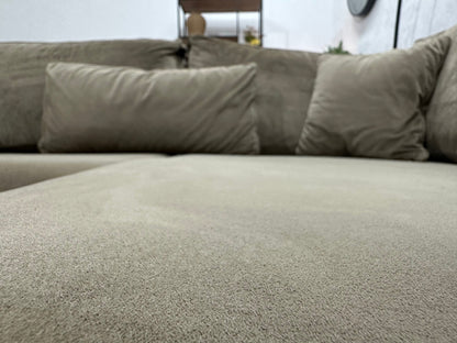 Licht Bruine Velvet Hoekzetel ~ Losse Kussens Met Afneembare Hoezen