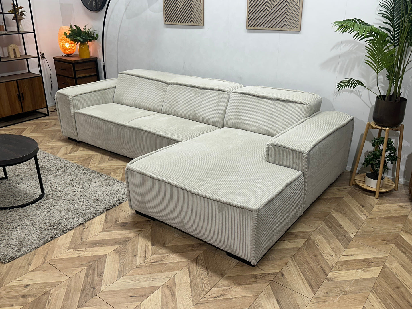 !Showroommodel! Witte Ribstof Hoekzetel