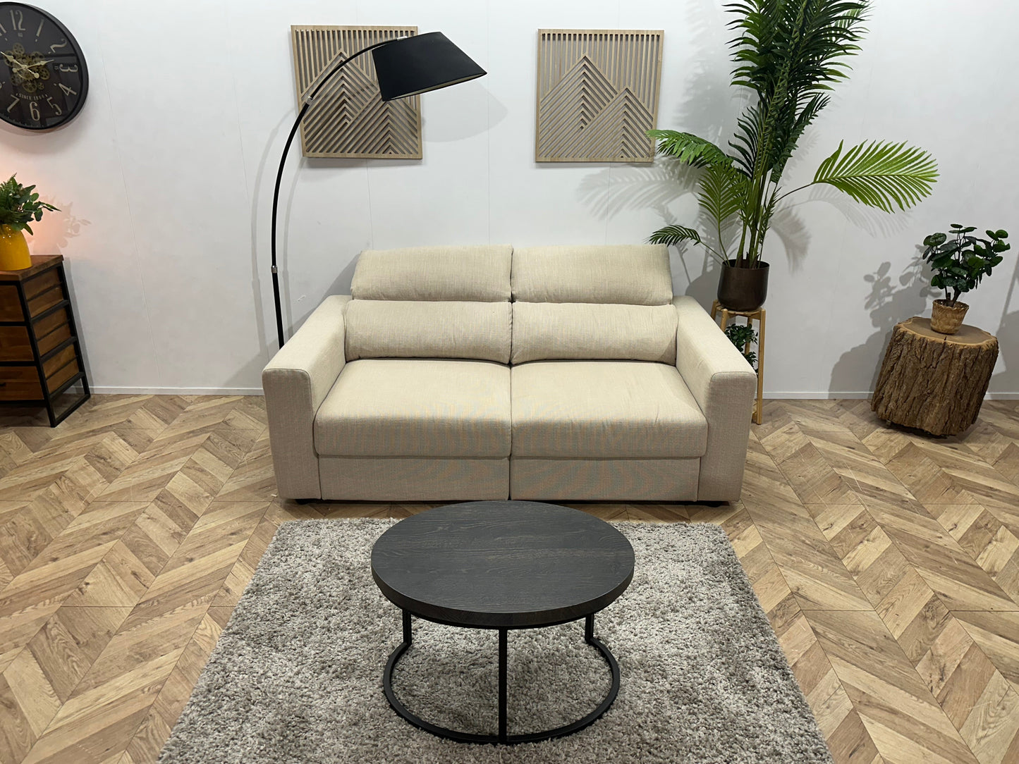 Beige 2.5-Zits Zetel ~ Verstelbare Hoofdsteunen