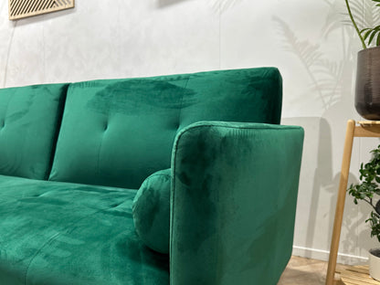 Groene Velvet 2.5-Zits Zetel ~ Slaapfunctie