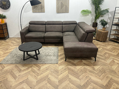 H&H Bruine Suède Stoffen Hoekzetel ~ Relaxfunctie