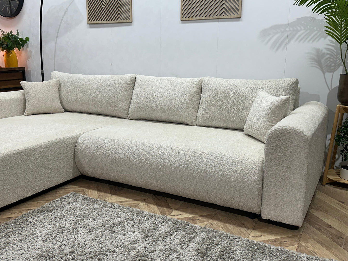 !Showroommodel! Witte/Crème Bouclé Hoekzetel