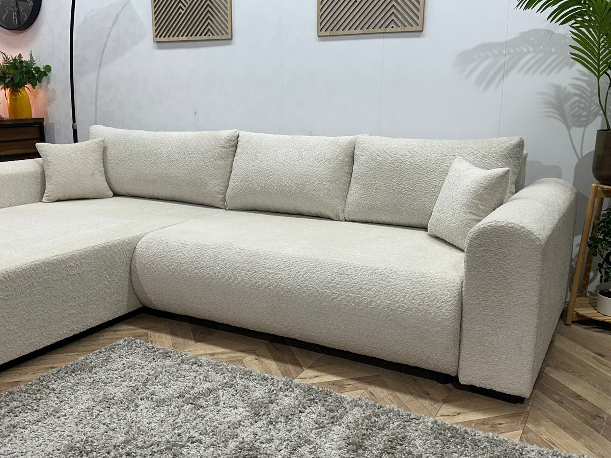 !Showroommodel! Witte/Crème Bouclé Hoekzetel