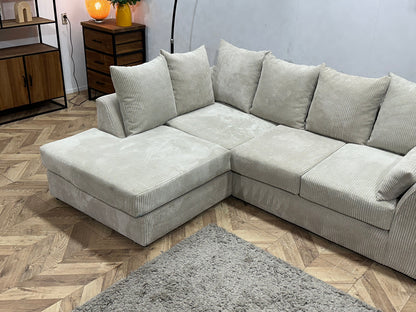Witte Ribstof Hoekzetel ~ Losse Kussens Met Afneembare Hoezen