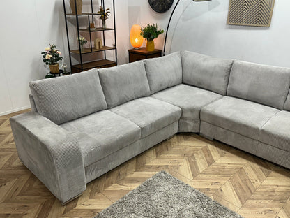 !Showroommodel! Licht Grijze Ribstof U Zetel